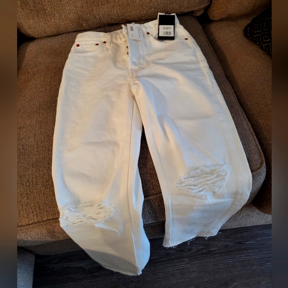 Redone white ripped jeans